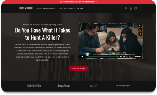 Hunt a Killer - Landing Page