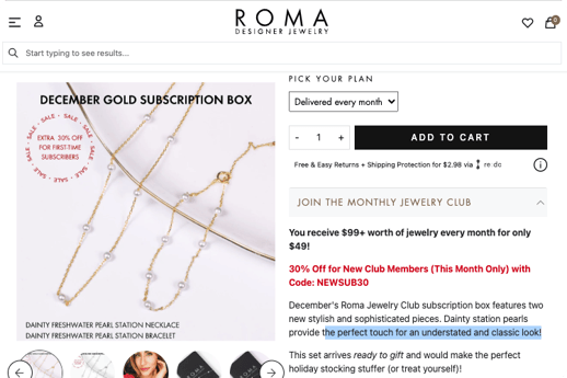 Roma Designer Jewelry - New Sub Offer